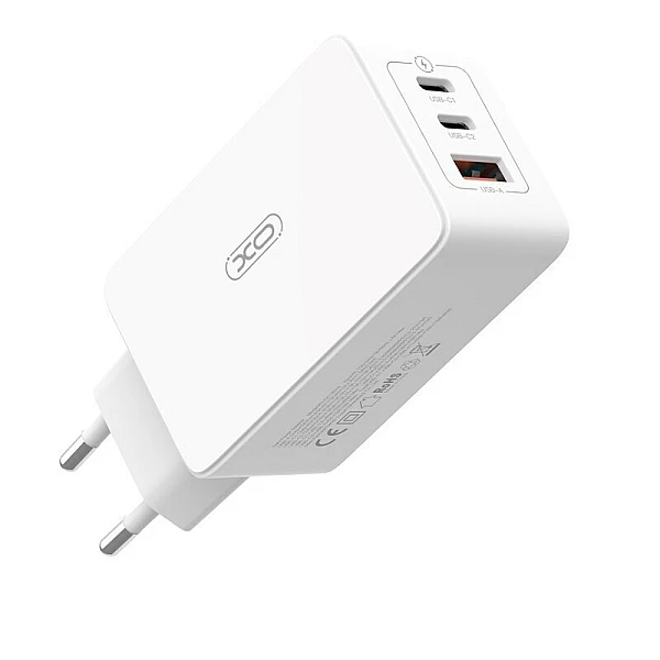 XO-CE13(Eu) Φορτιστής Χωρίς Καλώδιο GaN 65W 3 εξόδους 2X USB-C+USB-A Power Delivery Λευκός 