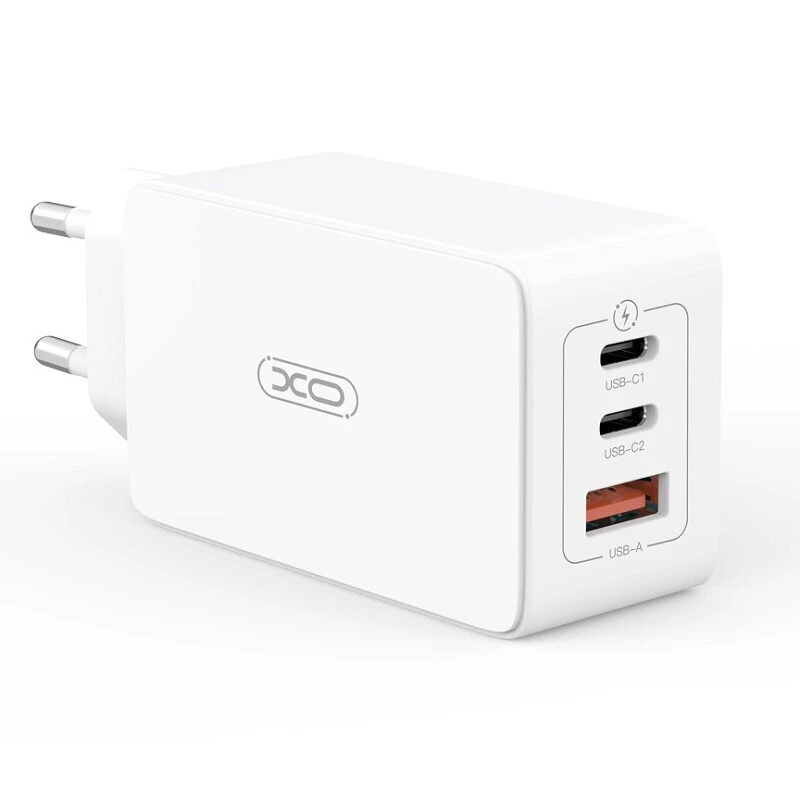 XO-CE13(Eu) Φορτιστής Χωρίς Καλώδιο GaN 65W 3 εξόδους 2X USB-C+USB-A Power Delivery Λευκός 