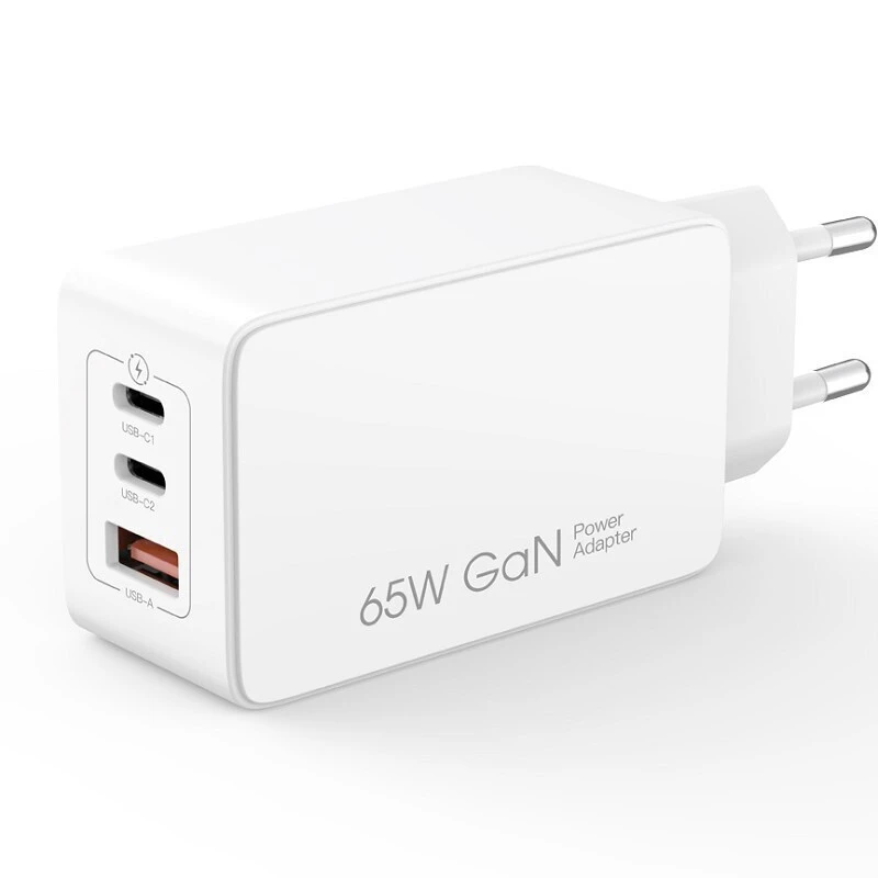 XO-CE13(Eu) Φορτιστής Χωρίς Καλώδιο GaN 65W 3 εξόδους 2X USB-C+USB-A Power Delivery Λευκός 