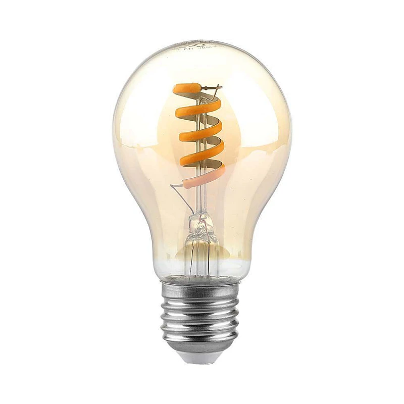 Λαμπτήρας Led E27 Filament Amber Spiral A60 4Watt Θερμό Λευκό VT-2028 V-TAC 217335 Λαμπτήρας Led E27 Filament Amber Spiral A60 4Watt Θερμό Λευκό VT-2028 V-TAC 217335