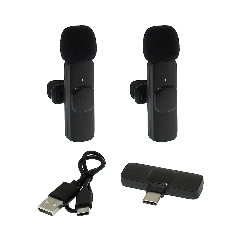 K9 Type-C Wireless Live-Stream Microphone Σετ ασύρματα επαναφορτιζόμενα πυκνωτικά μικρόφωνα για καταγραφή ήχου μαύρα K9 Type-C Wireless Live-Stream Microphone Σετ ασύρματα επαναφορτιζόμενα πυκνωτικά μικρόφωνα για καταγραφή ήχου μαύρα