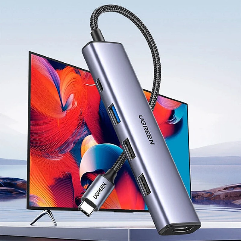 Ugreen CM478 Hub 5 Θυρών USB 3.0 με σύνδεση USB-C Ασημί 15495