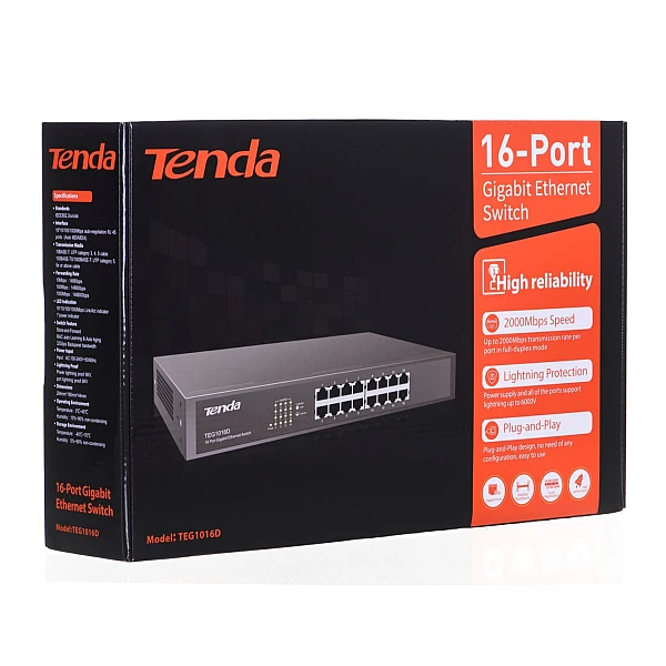 TENDA TEG1016D V16.0 Desktop Switch 16-Port Gigabit 10/100/1000Mb/s