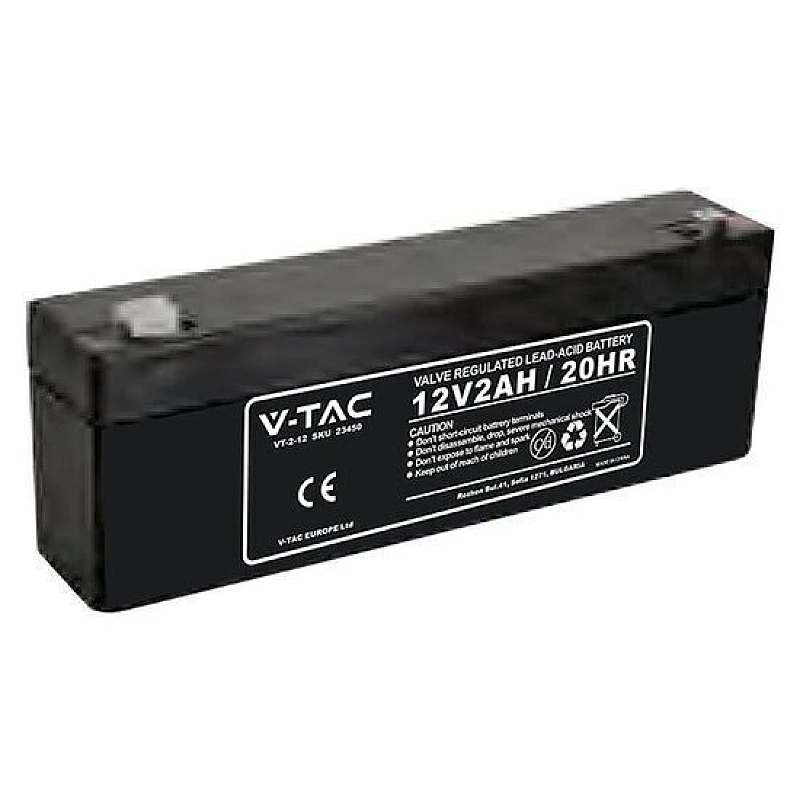 V-TAC 23450 Επαναφορτιζόμενη μπαταρία μόλυβδου κλειστού τύπου T1 2.0Ah 12V V-TAC 23450 Επαναφορτιζόμενη μπαταρία μόλυβδου κλειστού τύπου T1 2.0Ah 12V