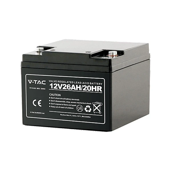 V-TAC 23454 Επαναφορτιζόμενη μπαταρία μόλυβδου κλειστού τύπου M5 12V 26Ah 