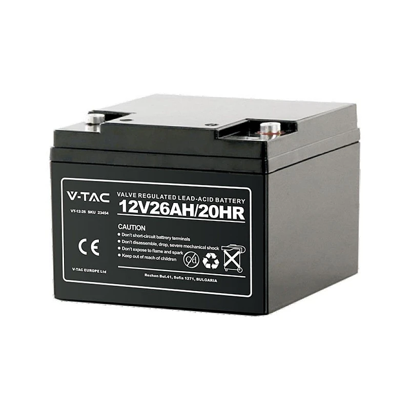 V-TAC 23454 Επαναφορτιζόμενη μπαταρία μόλυβδου κλειστού τύπου M5 12V 26Ah 