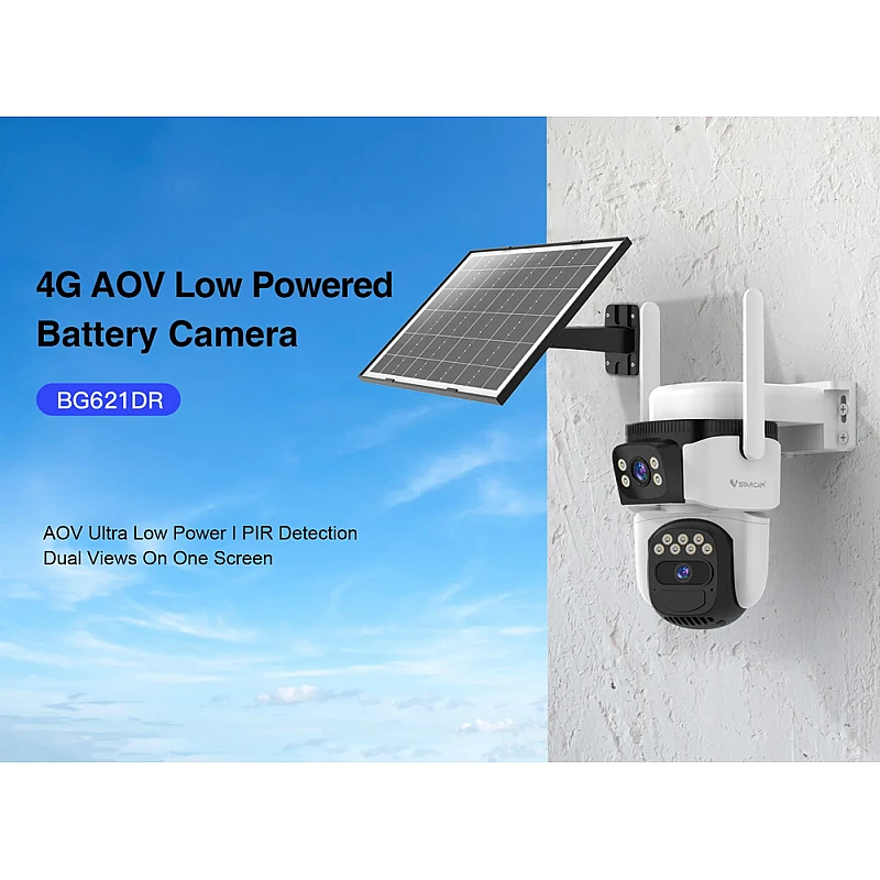 VSTARCAM smart ηλιακή κάμερα BG621DR, dual lens, 3MP, 4G, SD, PTZ, IP66