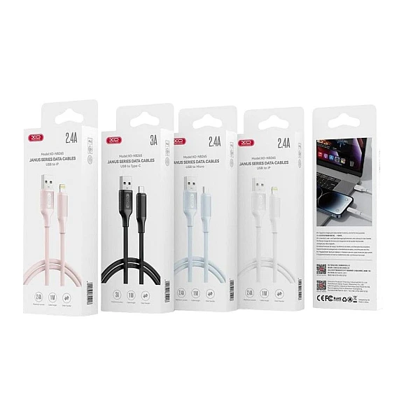 XO NB265 2.6A USB Καλώδιο Φόρτισης και Μεταφοράς δεδομένων JANUS SERIES για Lightning Άσπρο 1m