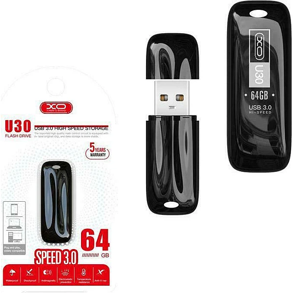 XO U30 64GB USB 3.0 Stick με σύνδεση USB-C Μαύρο