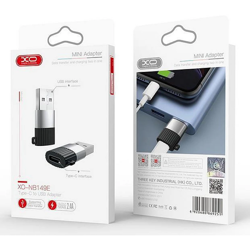 XO NB149-E Μετατροπέας USB-C male σε USB-A female Black and silver XO NB149-E Μετατροπέας USB-C male σε USB-A female Black and silver