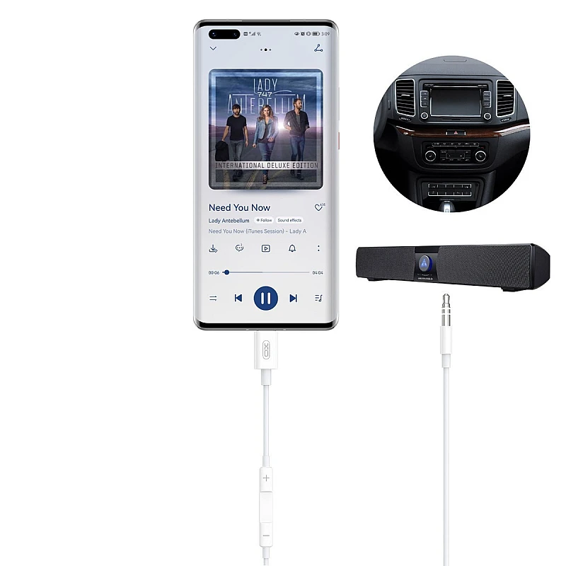 XO NBR192B USB 2.0 Cable USB-C male - 3.5mm male Λευκό προέκταση 1m XO NBR192B USB 2.0 Cable USB-C male - 3.5mm male Λευκό προέκταση 1m