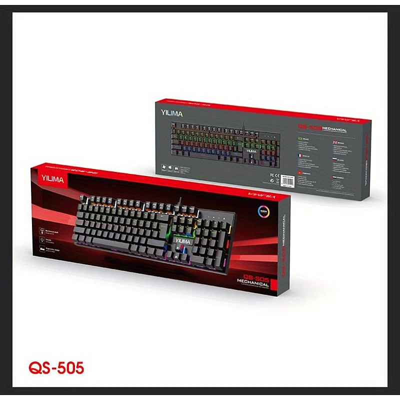YILIMA QS-505 Ενσύρματο Μηχανικό GAMING Φωτιζόμενο Πληκτρολόγιο Αγγλικό US OEM YILIMA QS-505 Ενσύρματο Μηχανικό GAMING Φωτιζόμενο Πληκτρολόγιο Αγγλικό US OEM