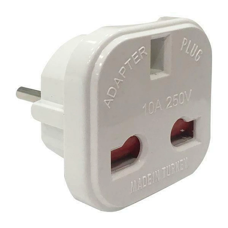 Αντάπτορας από Σούκο σε Αγγλικό λευκός 10A 250V με προστασία επαφών 147-09105 EUROLAMP