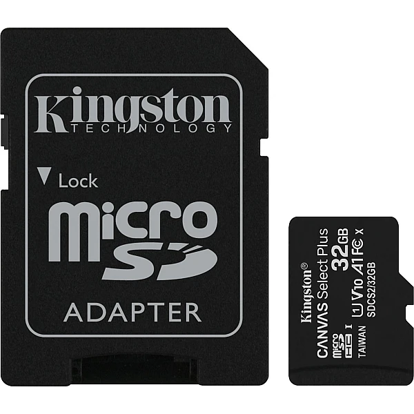 KINGSTON Κάρτα Μνήμης Micro SDHC 32GB U1 V10 A1  Canvas Select Plus Class 10 + adapter SDCS2/32GB