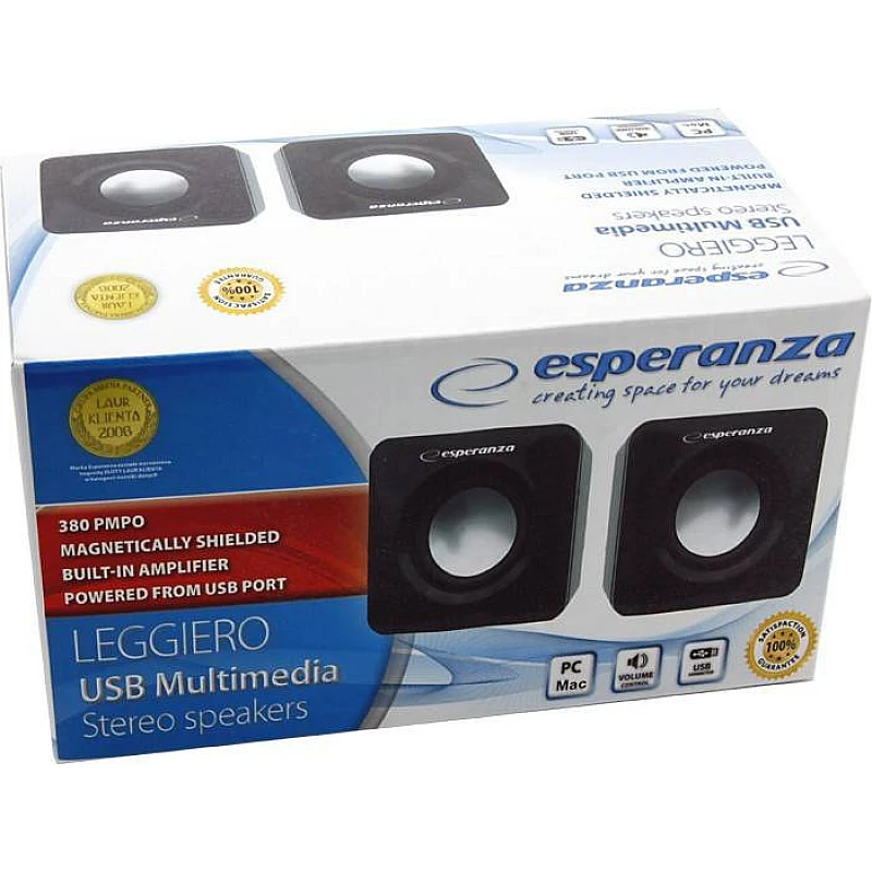 Ηχεία ESPERANZA 2.0 Leggiero EP111 Cube USB - 2 x 3W σε μάυρο χρώμα Ηχεία ESPERANZA 2.0 Leggiero EP111 Cube USB - 2 x 3W σε μάυρο χρώμα