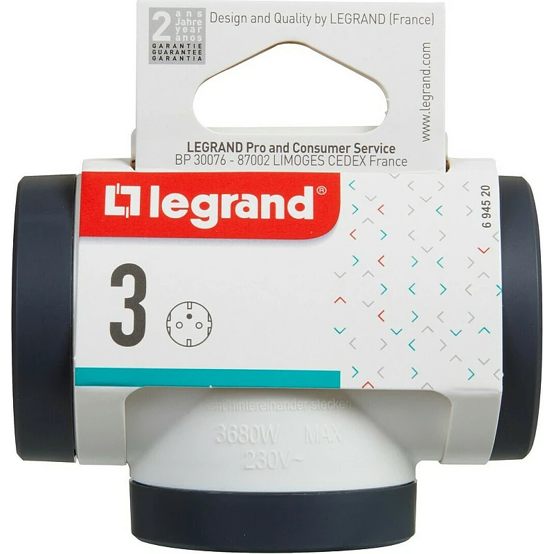 LEGRAND Πολύπριζο Σταυρός Σούκο 3 θέσεων Λευκό-Μαύρο 694520 LEGRAND Πολύπριζο Σταυρός Σούκο 3 θέσεων Λευκό-Μαύρο 694520