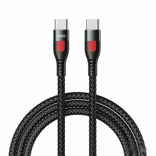 Remax Lesu RC-195C-C Braided USB 2.0 Cable USB-C male - USB-C male Καλώδιο Μαύρο 1m
