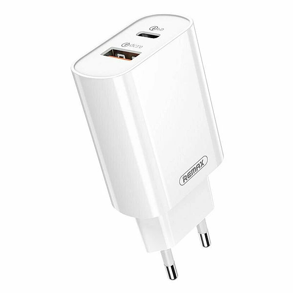 Remax RP-U37 Ταχυφορτιστής για smartphones 5V/3A με έξοδο 1XUSB και 1ΧType-C Λευκός Χωρίς Καλώδιο