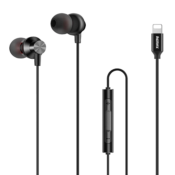 Remax RM-560i In-ear Handsfree με Βύσμα Lightning Μαύρο Ακουστικά με μικρόφωνο