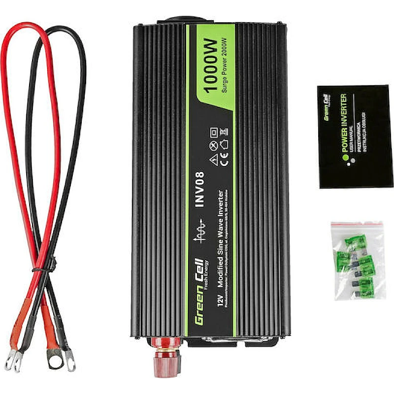 Green Cell Inverter Τροποποιημένου Ημιτόνου 2000W για Μετατροπή 12V DC σε 230V AC με 1xUSB INV08 Green Cell Inverter Τροποποιημένου Ημιτόνου 2000W για Μετατροπή 12V DC σε 230V AC με 1xUSB INV08