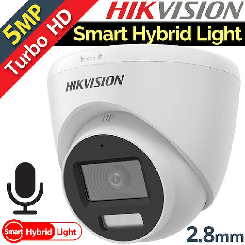 Hikvision DS-2CE78K0T-LFS CCTV Κάμερα Παρακολούθησης Smart Hybrid Light  Full HD+ 5MP Αδιάβροχη με Μικρόφωνο και Φακό 2.8mm 