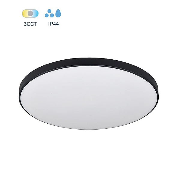LED πλαφονιέρα 32W στρογγυλή Φ38 3xCCT (3000K/4000K/6500K) 2880lm IP44 Λευκό και Μαύρο SATURN 2027031 VITO 