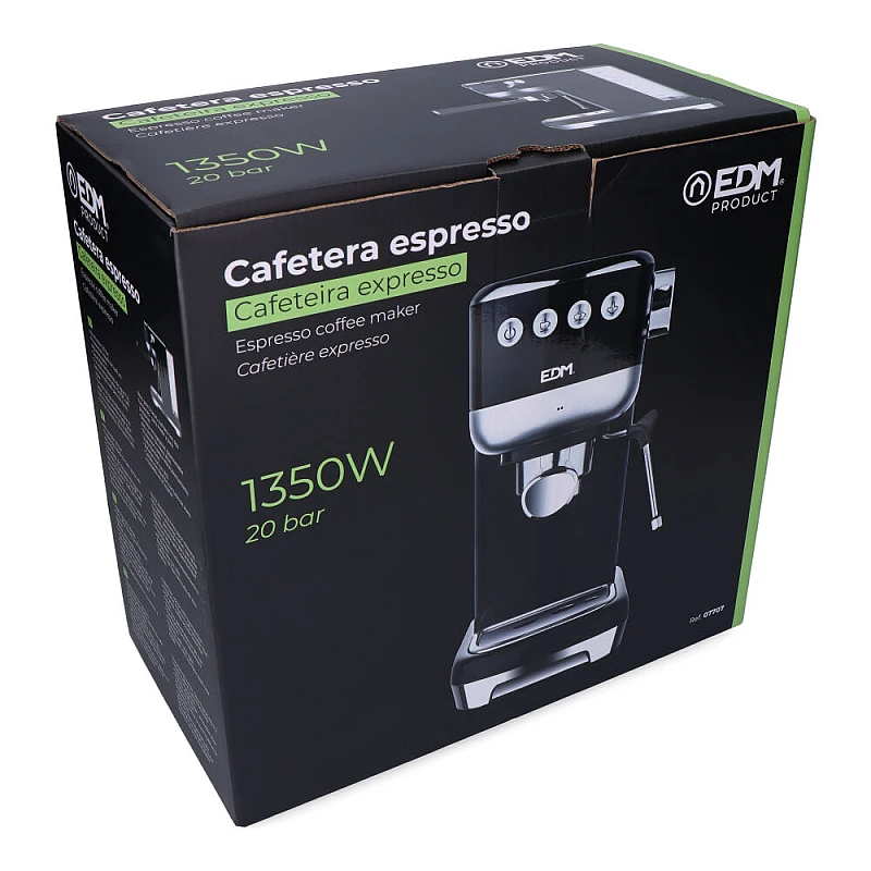 EDM Μηχανή Espresso 1350W Πίεσης 20bar Μαύρη 07707 EDM Μηχανή Espresso 1350W Πίεσης 20bar Μαύρη 07707