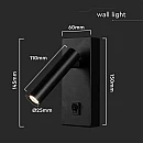 Φωτιστικό Σποτ - Απλίκα  Κομοδίνου Led 2W Φυσικό λευκό Μαύρο VT-402 10287 V-TAC 