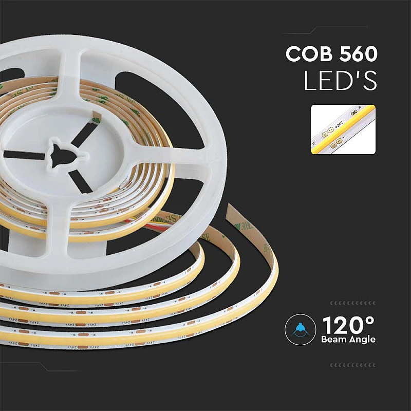 Ταινία LED COB DC 24V 18W/m Double PCB 8mm 3in1 CCT 2700K-6500K 5 μέτρα VT-COB 560 V-TAC 10555