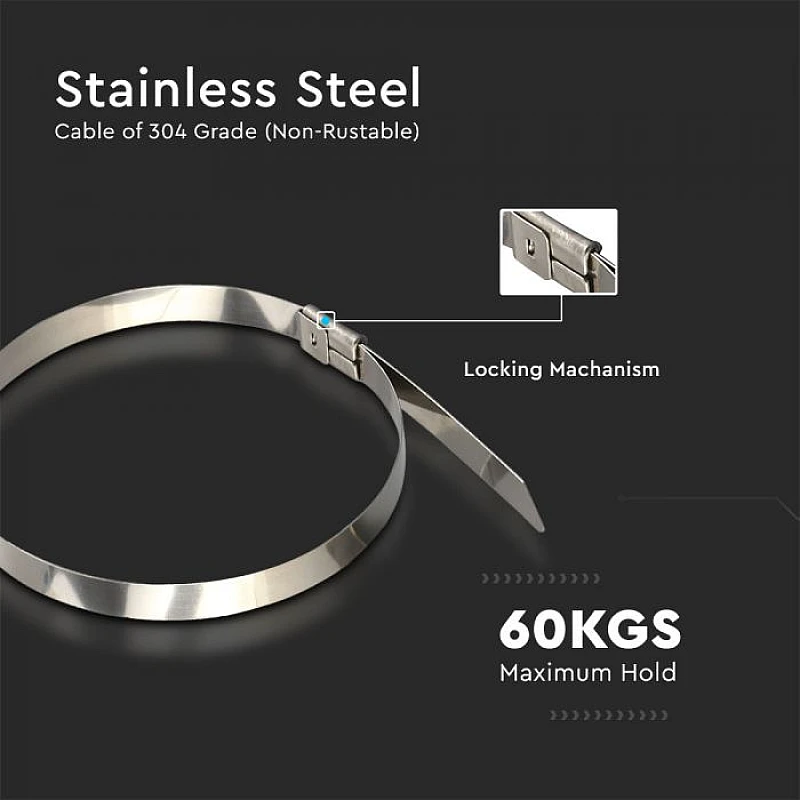Δεματικά Καλωδίων Ανοξείδωτα 4,6×250mm 100τμχ V-TAC 11189