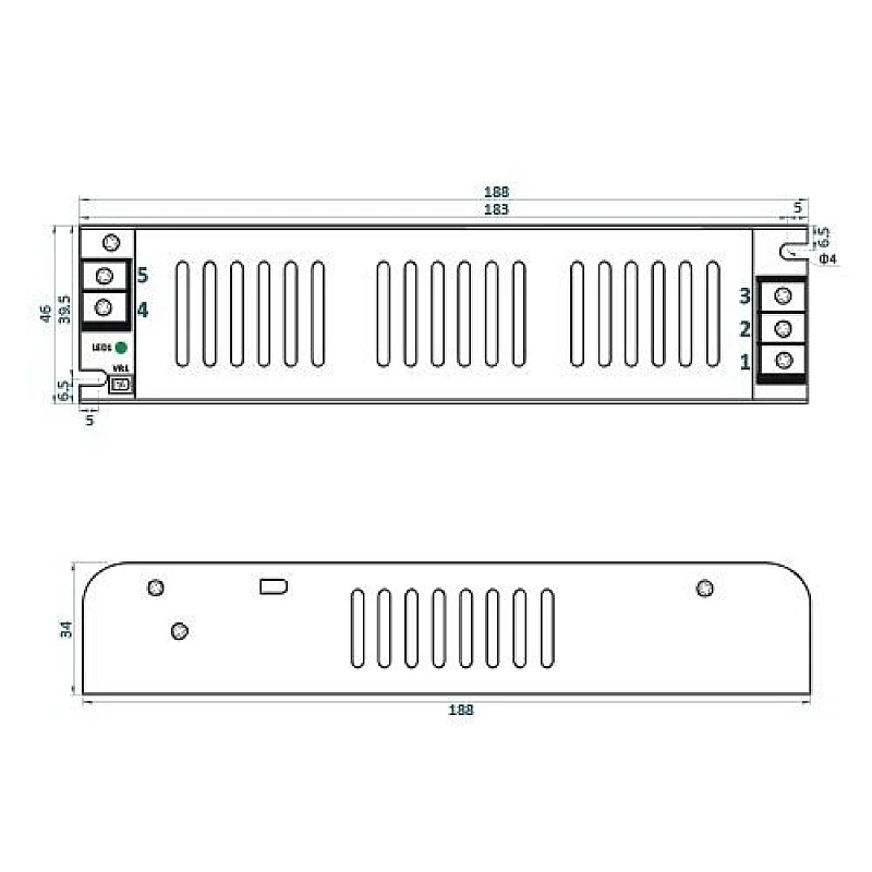 Τροφοδοτικό ταινίας Led SLIM 120W 24V 5A ADLS-120-24 Adlerpower