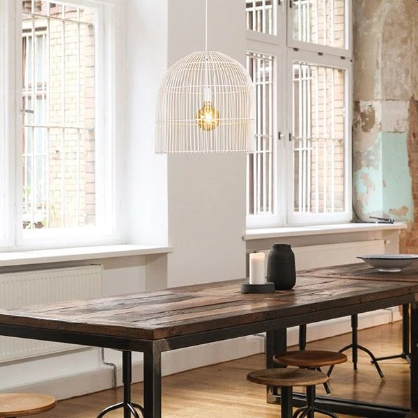 Φωτιστικό Οροφής Κρεμαστό 1xΕ27 Φ500x500 RATTAN λευκό ARTE ILLUMINA 144-33016 Eurolamp