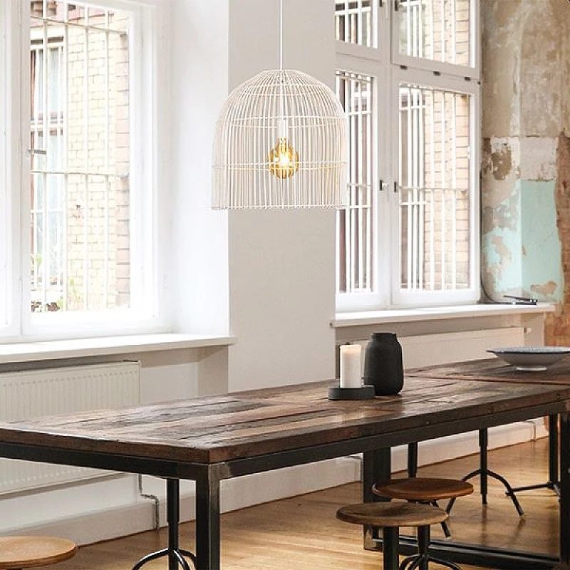 Φωτιστικό Οροφής Κρεμαστό 1xΕ27 Φ500x500 RATTAN λευκό ARTE ILLUMINA 144-33016 Eurolamp