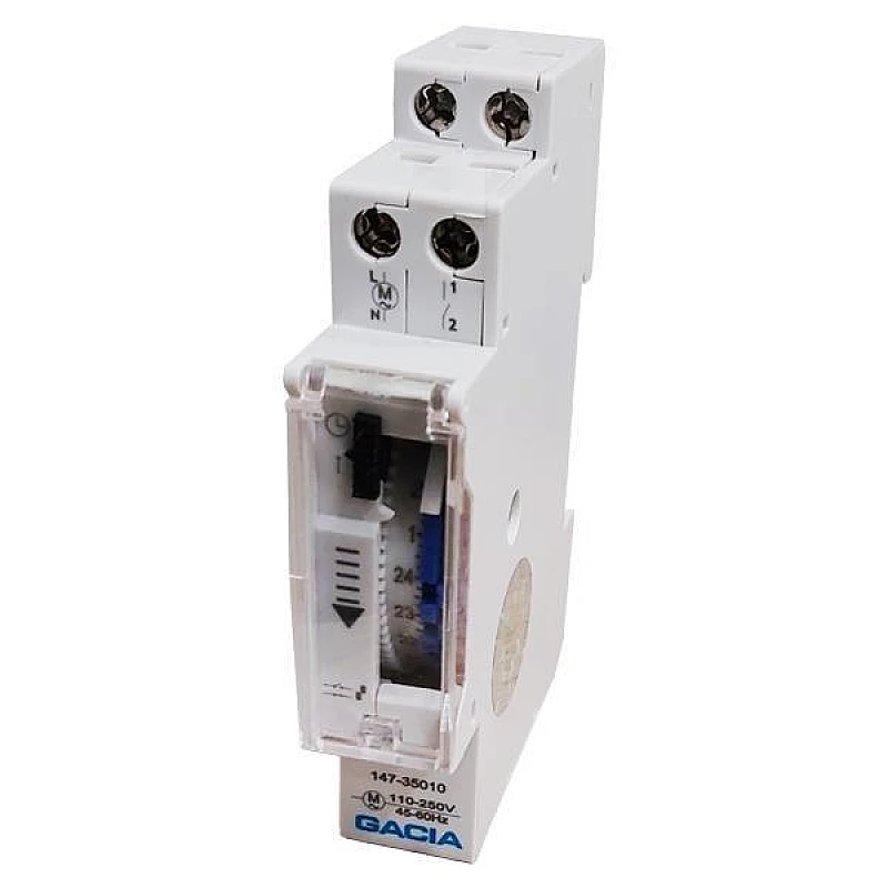 Gacia Χρονοδιακόπτης ράγας στενός 16A 230V 100H εφεδρεία 147-35010 Gacia Χρονοδιακόπτης ράγας στενός 16A 230V 100H εφεδρεία 147-35010