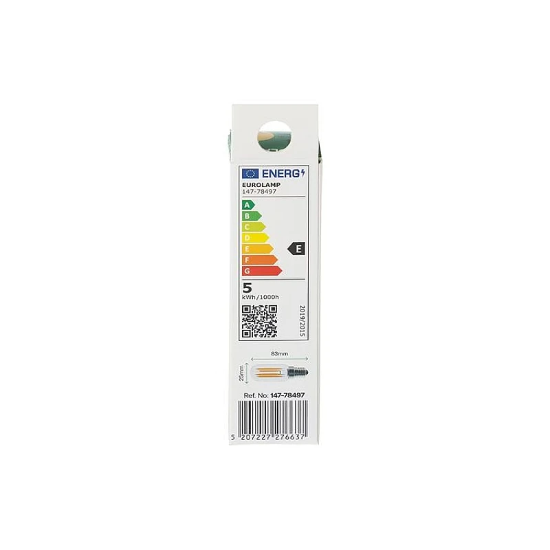 Λαμπτήρας LED Ε14 Filament σωληνωτός T25 4.2W Θερμό Λευκό 3000K 147-78497 Eurolamp