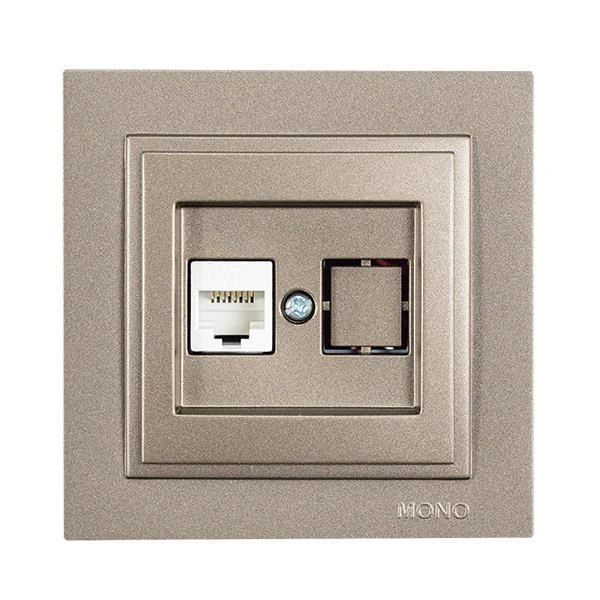 Πρίζα Data  CAT 6 RJ 45 Μονή LIGHT FUME 152-10540 MONO ELECTRIC Despina by Eurolamp