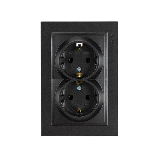 Πρίζα Σούκο Διπλή χωνευτή 16A 250V Μαύρο 152-10336 MONO ELECTRIC Despina by Eurolamp