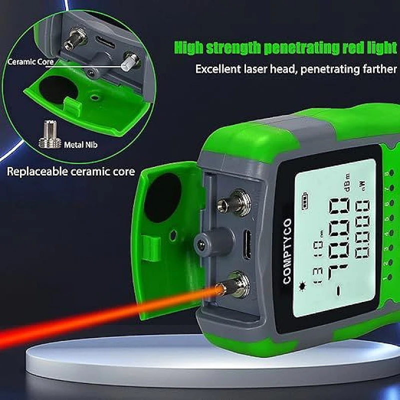 COMPTYCO AUA-MC7 Μίνι οπτικός μετρητής ισχύος, ελεγκτής καλωδίων οπτικών ινών OPM -70~+10/-50~+26dBm με δοκιμή δικτύου και φωτισμό LED 
