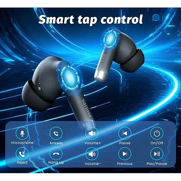Philips 2000 SERIES Earbuds ΤΑΤ2020 Handsfree Ακουστικά με Θήκη Φόρτισης Μαύρο 