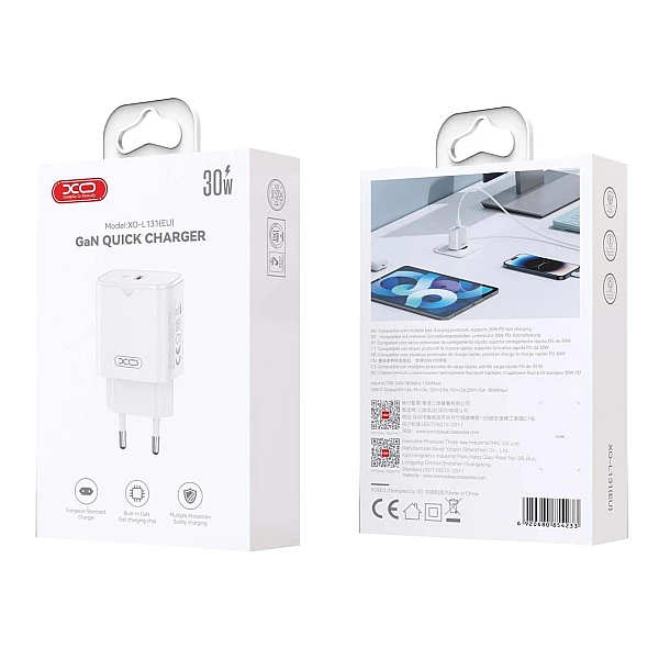 XO L131 (EU) PD30W USB-C Φορτιστής Γρήγορης Φόρτισης