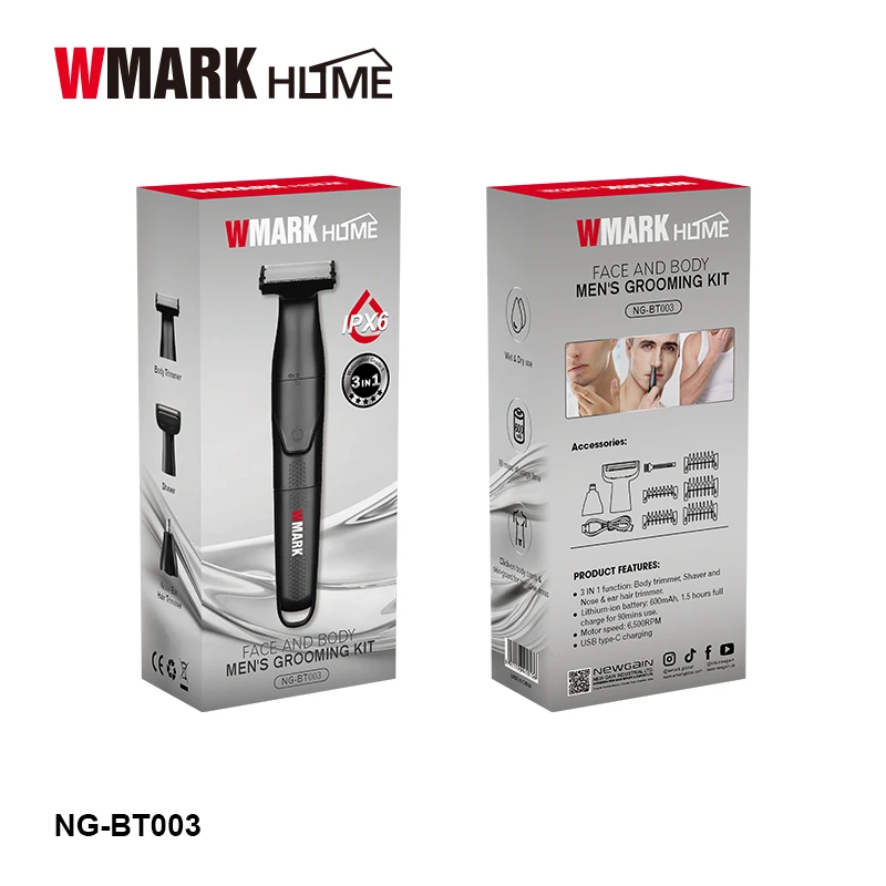 WMARK NG-BT003 Σετ Επαναφορτιζόμενης Κουρευτικής Μηχανής Μαύρο
