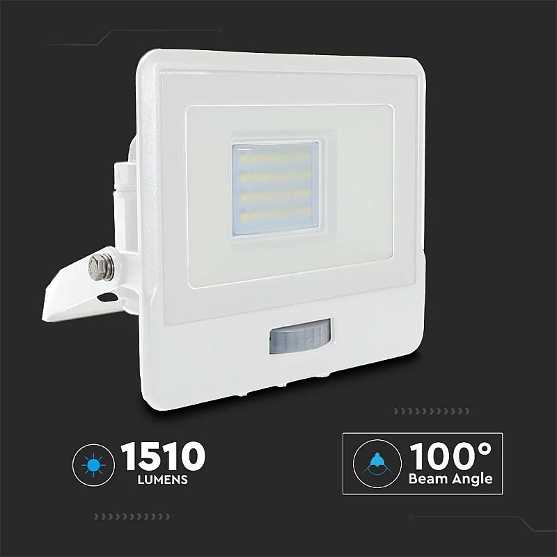 Προβολέας LED SAMSUNG 30W Ψυχρό λευκό 6500K Λευκό σώμα με ανιχνευτή VT-138S 20276 V-TAC Προβολέας LED SAMSUNG 30W Ψυχρό λευκό 6500K Λευκό σώμα με ανιχνευτή VT-138S 20276 V-TAC