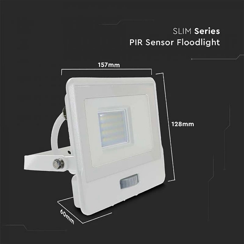 Προβολέας LED SAMSUNG 20W Φυσικό λευκό 4000K Λευκό σώμα με ανιχνευτή και 1m καλώδιο VT-128S-1 20296 V-TAC Προβολέας LED SAMSUNG 20W Φυσικό λευκό 4000K Λευκό σώμα με ανιχνευτή και 1m καλώδιο VT-128S-1 20296 V-TAC
