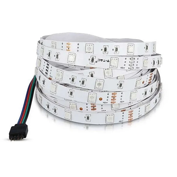 Ταινία led ισχύος 4w/m με 30 smd 5050 led/m IP20 χρωματισμός RGB 5 μέτρα V-TAC 212124