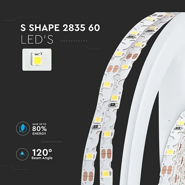 Ταινία led ισχύος 4W/m Σπαστή με 60 leds SMD2835 /mt φυσικό λευκό 4000K 5 μέτρα VT-2835-60 V-TAC 212560