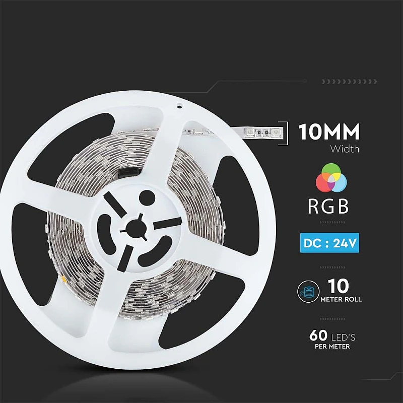 Tαινία LED 24V SMD5050 7W/m IP20  χρωματισμός RGB 10 μέτρα VT-5050-60 V-TAC 212592