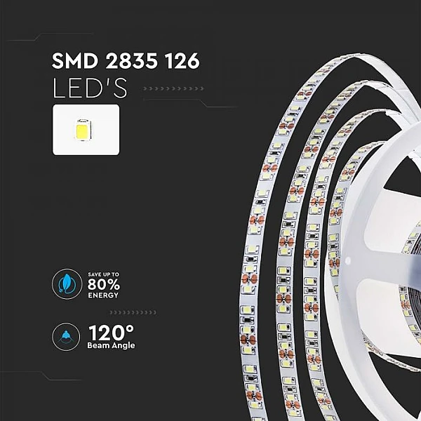 Tαινία LED 24V SMD2835 8W/m IP20 Φυσικό Λευκό 4000K 5 μέτρα VT-25835-126 V-TAC 212594