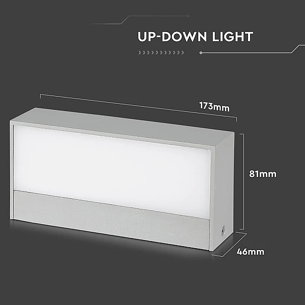 Φωτιστικό LED απλίκα 9W Up-Down 4000K Φυσικό Λευκό Γκρι σώμα IP65 VT-8056 V-TAC 218240