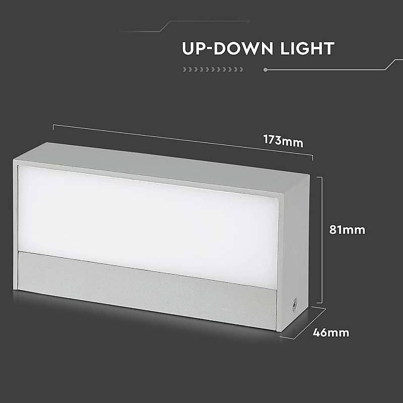 Φωτιστικό LED απλίκα 9W Up-Down 4000K Φυσικό Λευκό Γκρι σώμα IP65 VT-8056 V-TAC 218240 Φωτιστικό LED απλίκα 9W Up-Down 4000K Φυσικό Λευκό Γκρι σώμα IP65 VT-8056 V-TAC 218240