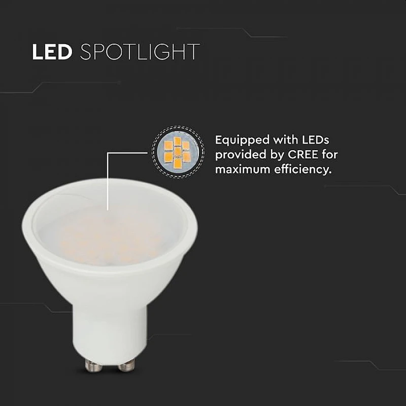 Λαμπτήρας CREE LED Spot GU10 SMD 10W Φυσικό Λευκό 100° VT-271 V-TAC 218796